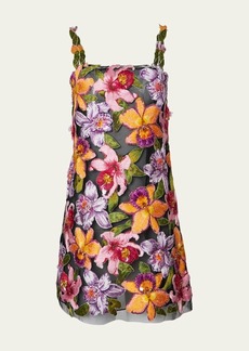 Carolina Herrera Floral Embroidered Mini Dress