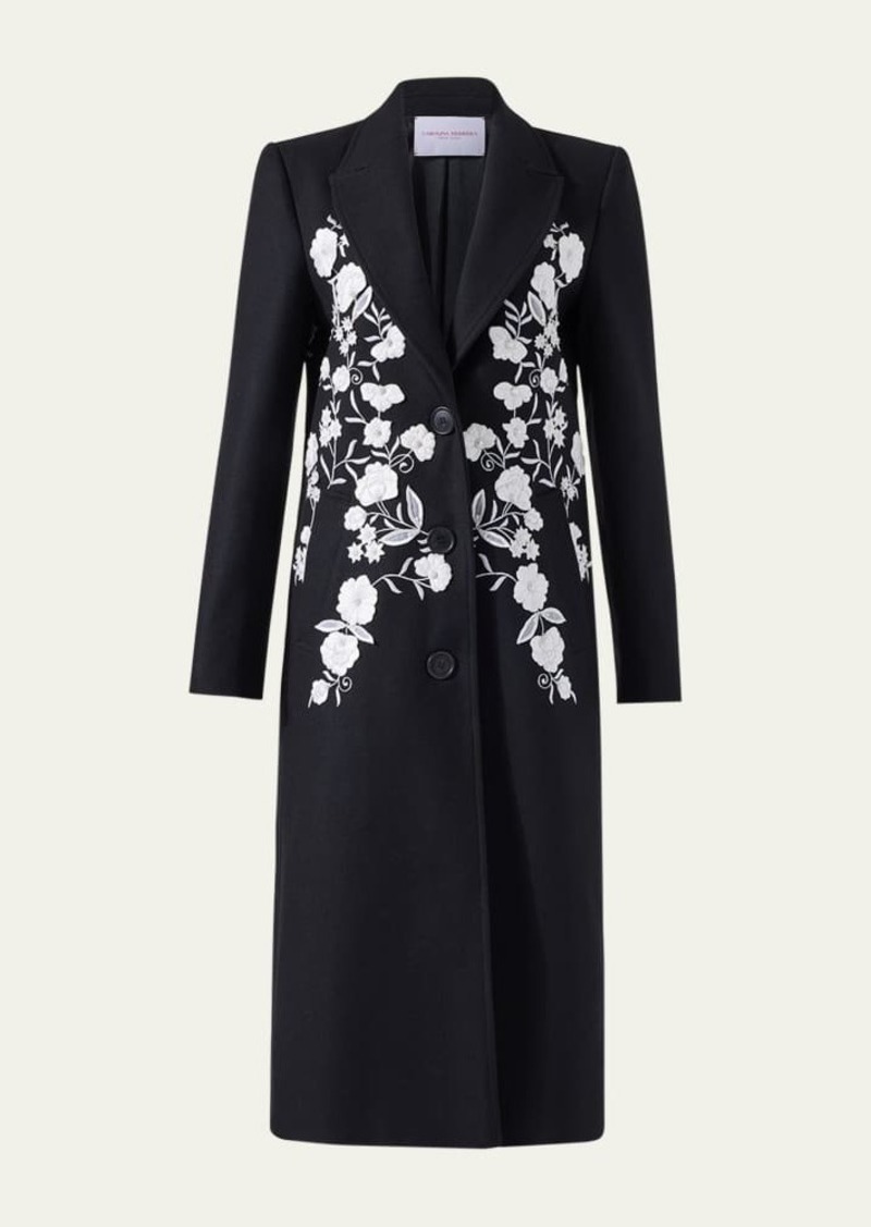 Carolina Herrera Floral Embroidered Wool Coat