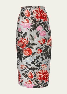 Carolina Herrera Floral Print Midi Pencil Skirt