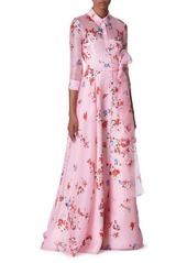 Carolina Herrera Floral Trench Gown in Blush-Multi at Nordstrom