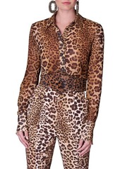 Carolina Herrera Leopard Print Button-Up Shirt