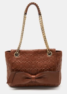 Carolina Herrera Monogram Leather Audrey Shoulder Bag