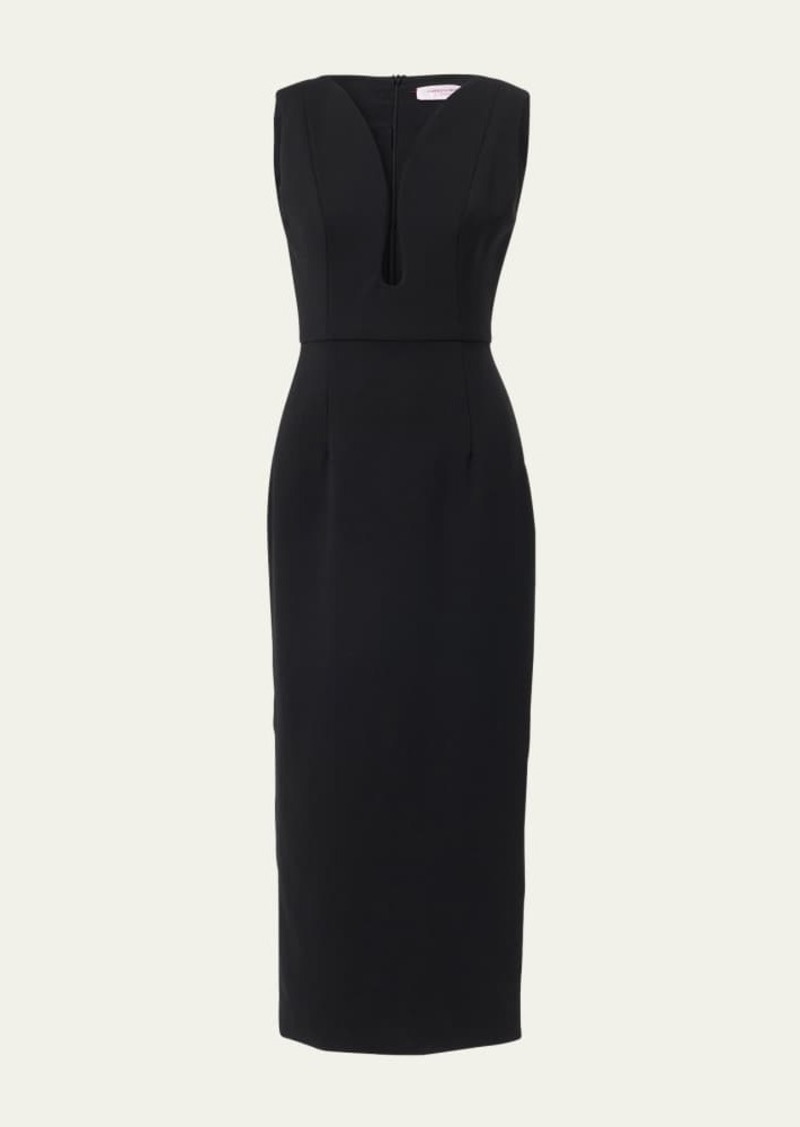 Carolina Herrera Plunging U-Neck Sleeveless Midi Dress