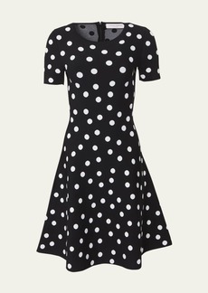 Carolina Herrera Polka-Dot Knit Flare Dress