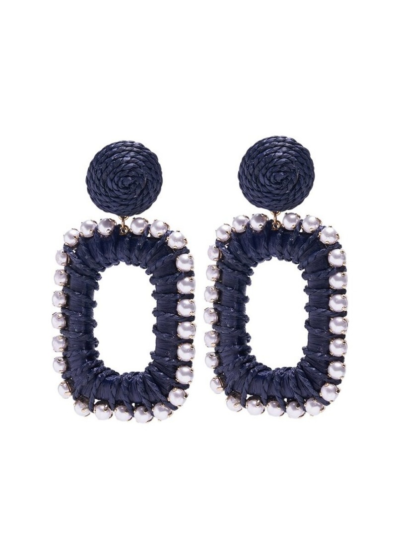 Carolina Herrera Raffia-Wrapped Chain Earrings