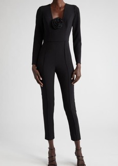 Carolina Herrera Rosette Detail Long Sleeve Jumpsuit