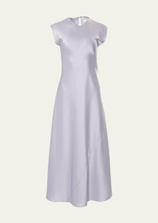Carolina Herrera Satin Cap-Sleeve Maxi Dress