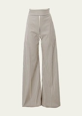 Carolina Herrera Stripe High Waisted Wide Leg Pants