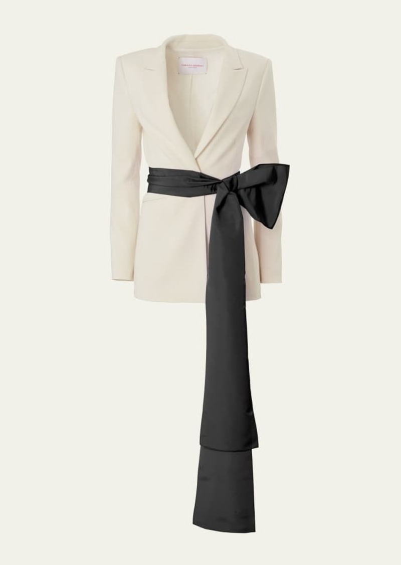 Carolina Herrera Tailored Blazer Jacket with Removable Faille Sash