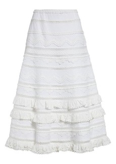 Carolina Herrera Tiered Eyelet & Lace Maxi Skirt