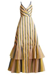 Carolina Herrera V-neck striped gown