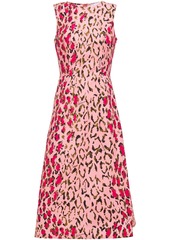 Carolina Herrera Woman + Rose Cumming Flared Leopard-print Stretch-cotton Midi Dress Peach