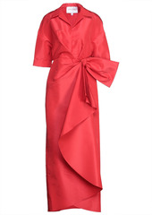 Carolina Herrera Woman Bow-embellished Draped Silk-faille Gown Red
