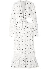 Carolina Herrera - Cutout knotted polka-dot jacquard midi dress - White - US 10