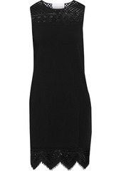 Carolina Herrera Woman Guipure Lace-paneled Stretch-knit Mini Dress Black