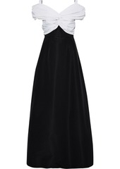 Carolina Herrera Woman Off-the-shoulder Twist-front Two-tone Silk-faille Gown Black