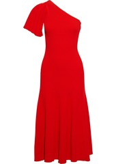 Carolina Herrera Woman One-shoulder Ribbed-knit Midi Dress Tomato Red