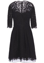Carolina Herrera Woman Pleated Cotton-blend Lace Dress Black