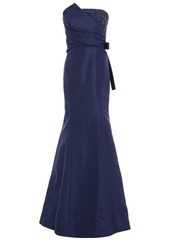 Carolina Herrera Woman Strapless Embellished Silk-faille Gown Navy