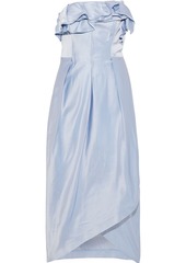 Carolina Herrera Woman Strapless Ruffle-trimmed Duchesse Silk-satin Gown Sky Blue