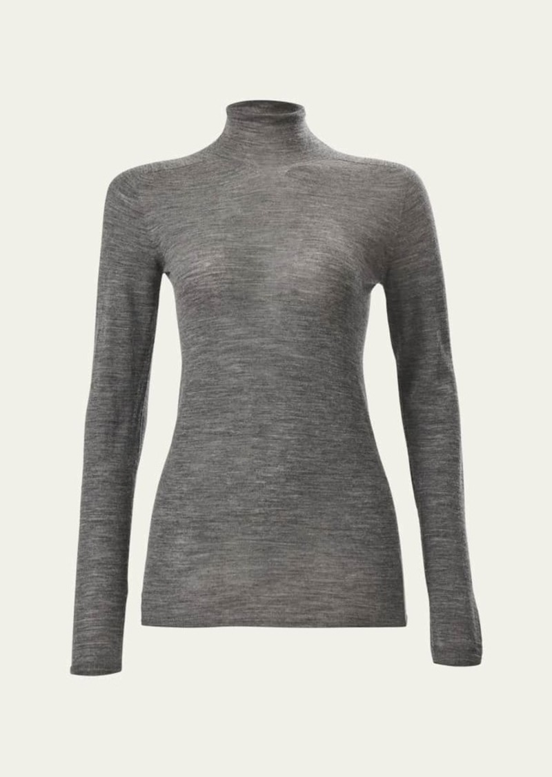 Carolina Herrera Wool Sheer Knit Turtleneck