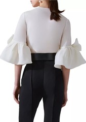 Carolina Herrera Silk Bow Bell-Sleeve Blouse