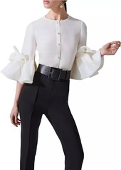 Carolina Herrera Silk Bow Bell-Sleeve Blouse