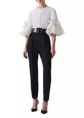 Carolina Herrera Silk Bow Bell-Sleeve Blouse