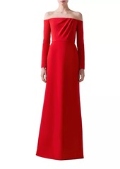 Carolina Herrera Draped Off-The-Shoulder Trumpet Gown