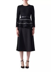 Carolina Herrera Embellished Virgin Wool-Blend Peplum Top