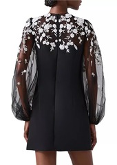 Carolina Herrera Embroidered Balloon-Sleeve Minidress