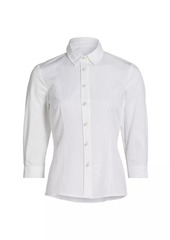 Carolina Herrera Icon Tailored Pearl-Button Blouse