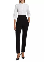 Carolina Herrera Icon Tailored Pearl-Button Blouse