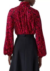 Carolina Herrera Rose Chiffon Balloon-Sleeve Blouse