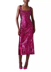 Carolina Herrera Sequined Scoopneck Midi-Dress