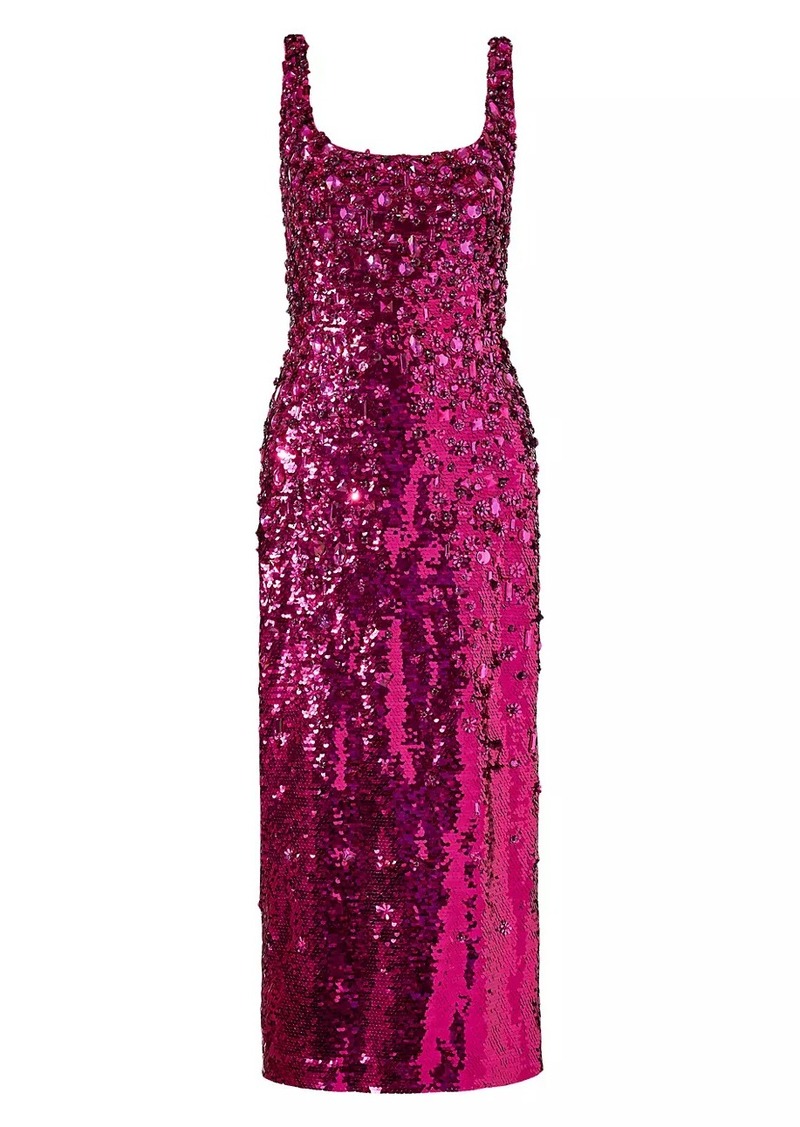 Carolina Herrera Sequined Scoopneck Midi-Dress