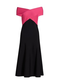 Carolina Herrera Colorblock Knit Midi-Dress