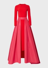 Carolina Herrera Column Gown with Attached Belted Overskirt