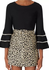 Carolina Herrera Embellished Bell-Sleeve Wool Top