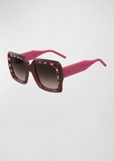 Carolina Herrera Embellished Beveled Acetate Square Sunglasses 