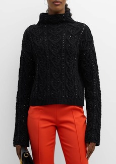 Carolina Herrera Embellished Cable Cashmere Wool Sweater