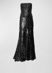 Carolina Herrera Embellished Sequin Strapless Column Gown