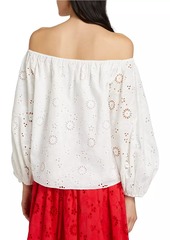 Carolina Herrera Embroidered Cotton Off-The-Shoulder Top