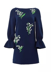 Carolina Herrera Embroidered Floral Flare-Cuff Minidress