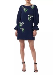 Carolina Herrera Embroidered Floral Flare-Cuff Minidress