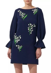 Carolina Herrera Embroidered Floral Flare-Cuff Minidress