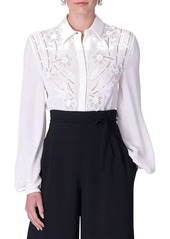 Carolina Herrera Embroidered Silk Blouse