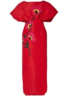 Carolina Herrera floral-appliqué silk gown