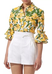 Carolina Herrera Floral Bow-Sleeve Blouse