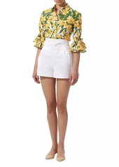 Carolina Herrera Floral Bow-Sleeve Blouse